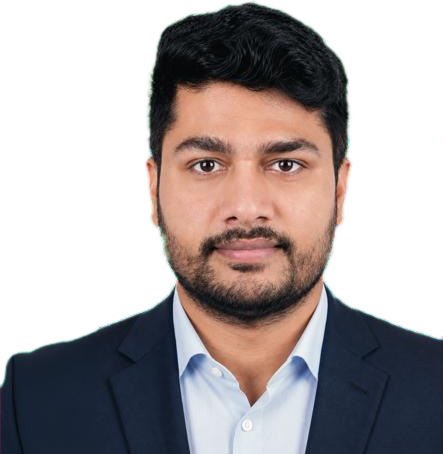 Portrait of Rahul Gosavi in a navy suit